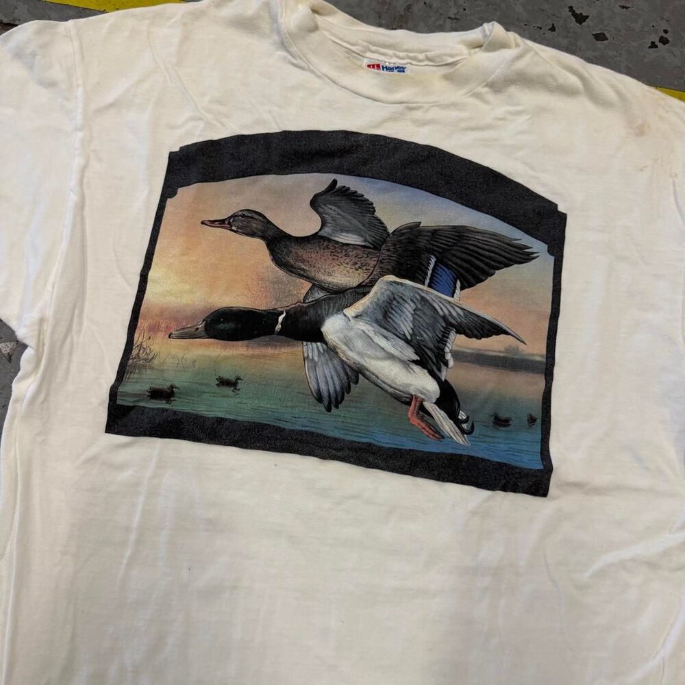 Vintage 1990s Hanes Duck Hunting Tee Nature Outdoors Size XL - Picture 2 of 4